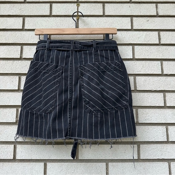 Urban Outfitters UO Pinstripe Paperbag Skirt Washed Black Denim - Picture 11 of 15